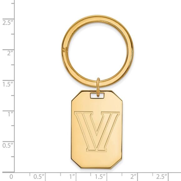 14k Gold Plated Silver Villanova U Key Chain - Picture 2 of 3